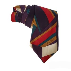 Vintage Pierre Cardin Pure Silk Paris France Multicolored Geometric Tie /Necktie